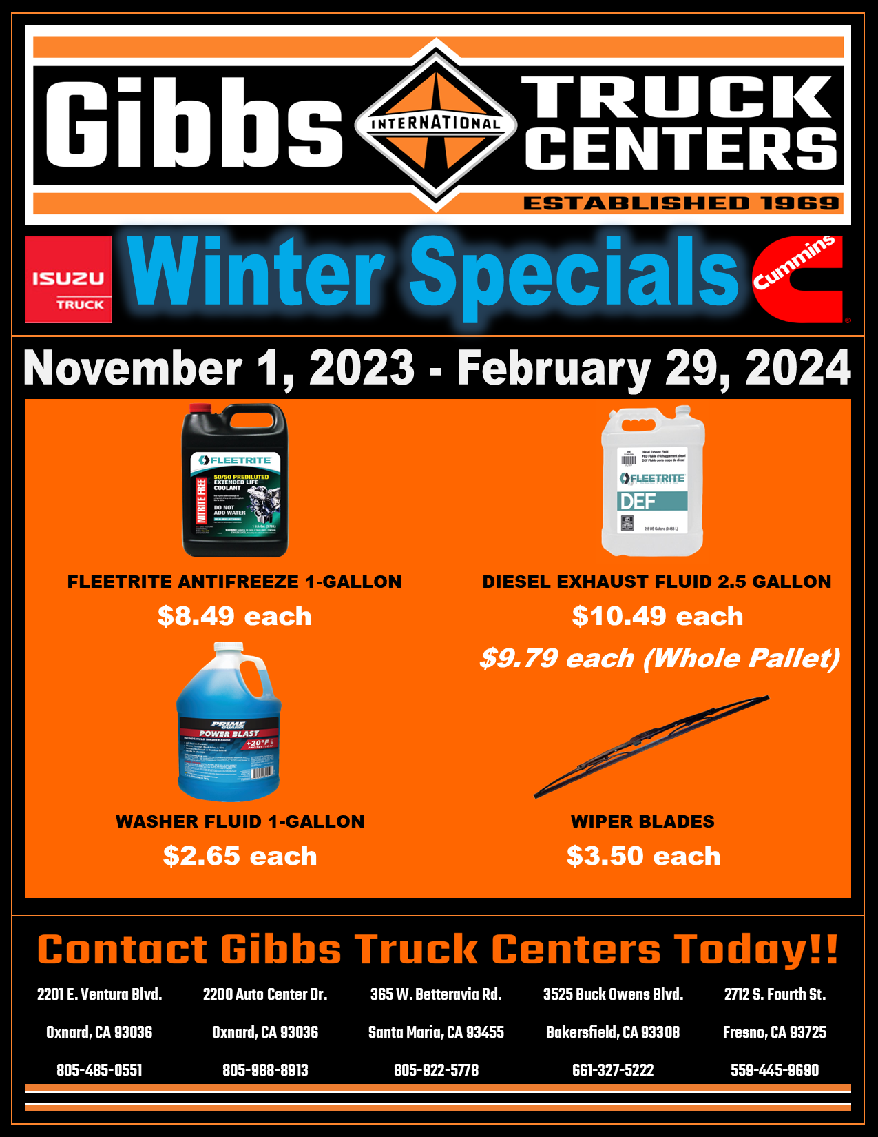 Winter Parts Specials Flyer